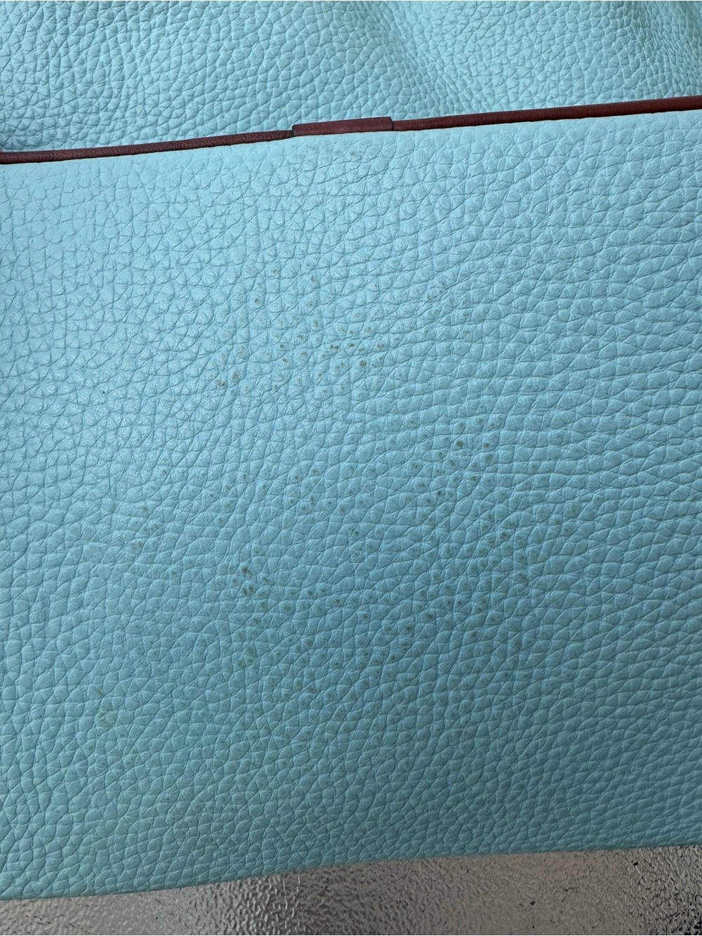 Dooney & Bourke Aqua Leather Drawstring Shoulder Bag with Brown Tassels - Picture 4 of 5